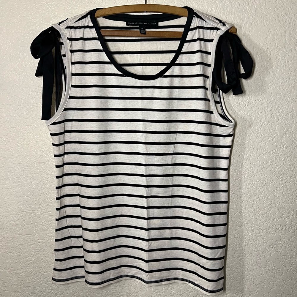 White House Black Market White Tank Top Scoop Neck Tie Front Size Medium